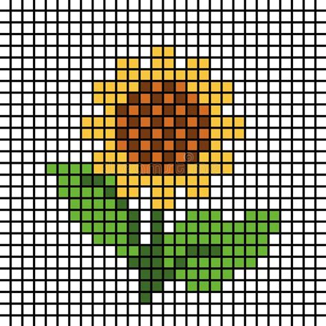 Sunflower Pattern Pixel Sunflower Image Vector Illustration Of Pixel