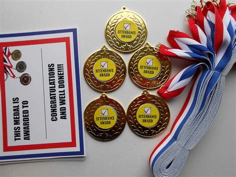 Dwl Attendance Award Medals 50mm Metal With Ribbon And Certificate 5