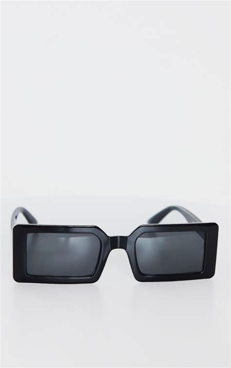 Black Square Frame Slimline Sunglasses Prettylittlething Aus