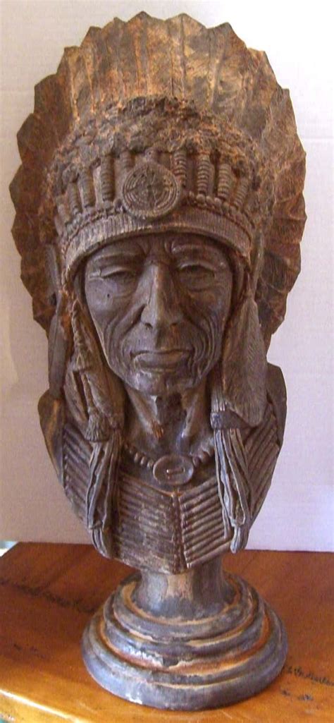 Rare And Regal Cast Stone Native American Indian Cheif Bust At 1stdibs Indian Chief Bust