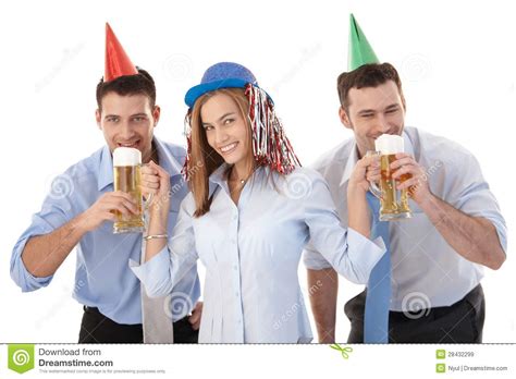 Happy Office Workers Having Party Fun After Work Stock Image Image Of
