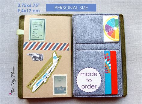 Traveler S Notebook Insert Personal Size Felt Zip Up Etsy