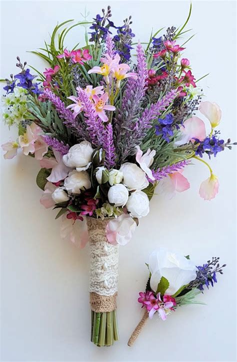 Rustic Boho Spring Flower Bouquet Wildflowers With