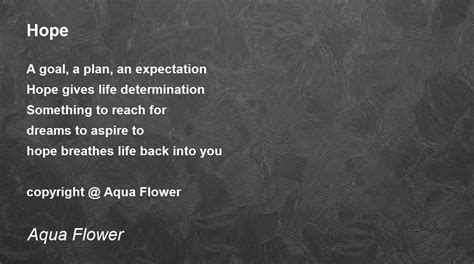 Hope By Aqua Flower Hope Poem