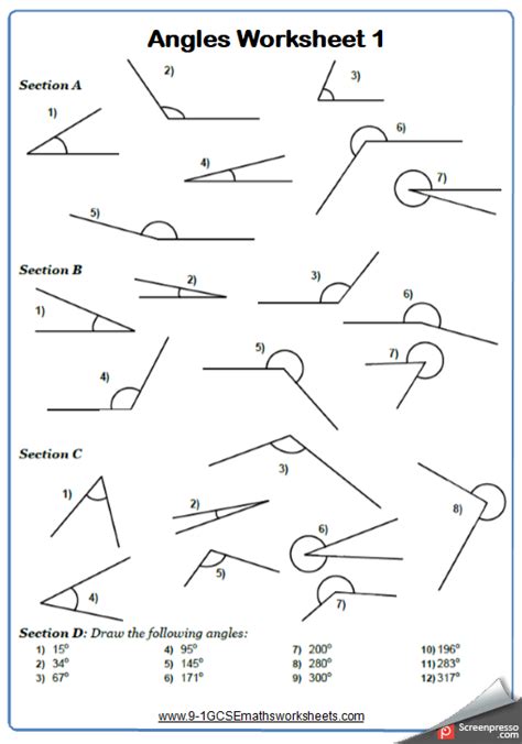 Identify, classify, and draw acute, obtuse, and right angles. Drawing and Measuring Angles Maths Worksheet and Answers 9 ...