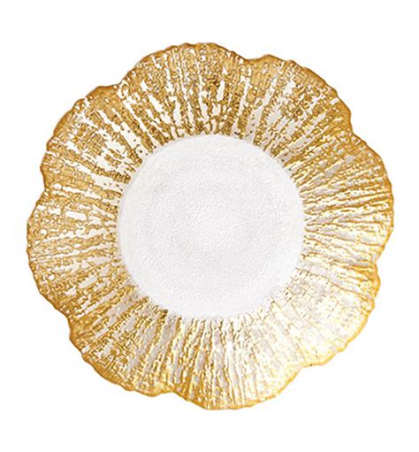 Vietri Ruffle Glass Gold Small Shallow Bowl Distinctive Decor