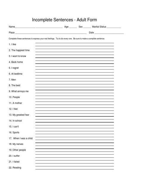 sentence completion adult pdf