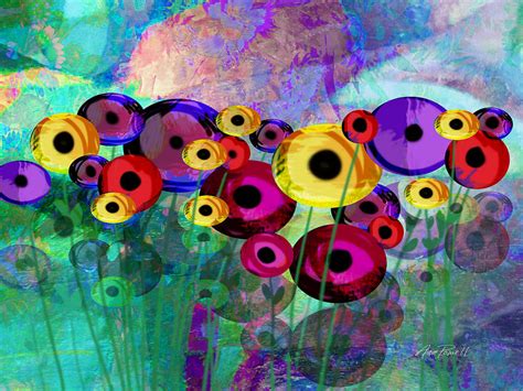 Flower Power Abstract Art Painting By Ann Powell