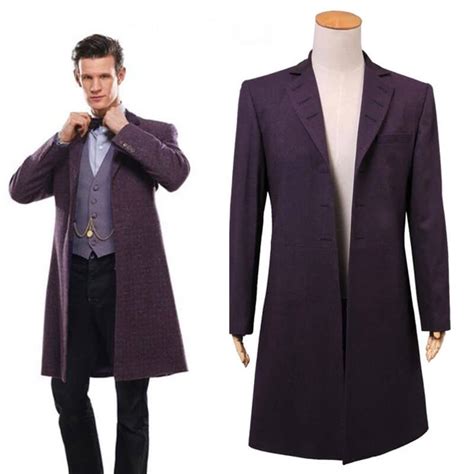Doctor Who Cosplay Eleventh 11th Doctor Buttonless Purple Wool Frock C