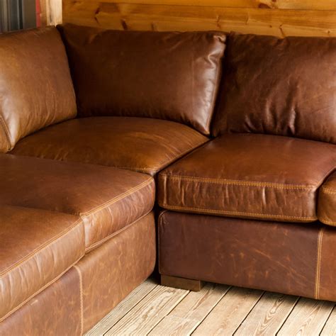 Taylor Deluxe Leather Sectional Sofa Rustic Leather Sectional