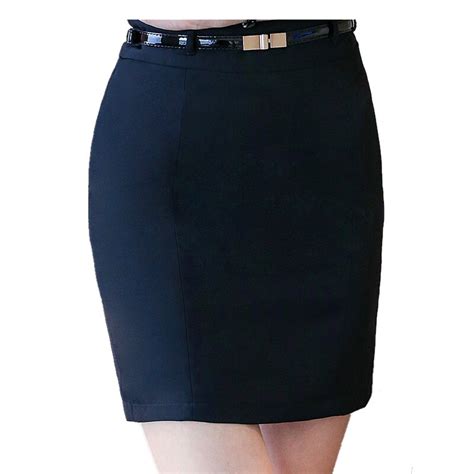 Summer Skirt Slim Pencil Lady Black Solid Color Plus Size Female Bodycon Skirts 2017 New Women