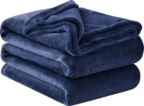 Aisbo Fleece Blanket Throw Navy Blue Versatile Soft Warm Blanket Fluffy Large Throws For Bed