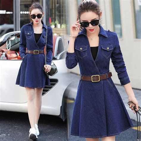 Women Slim A Line Denim Dresses For Women Sex Casual Mini Summer V Neck