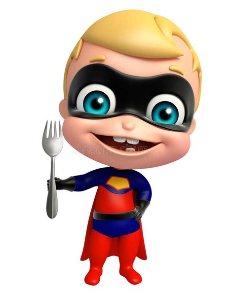 Cute Superbaby With Spoon Stock Illustration Illustration Of Tough