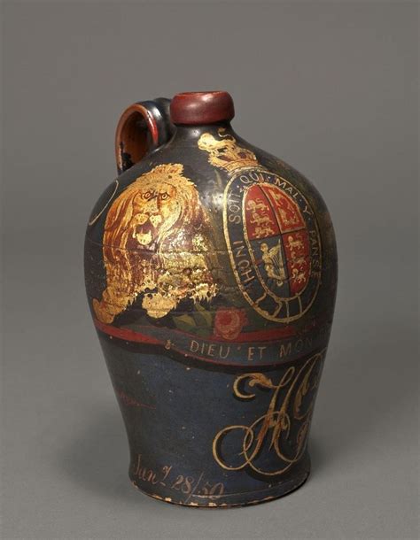 A Wine Jug From 1750 With A Coat Of Arms Design Antique Bottles