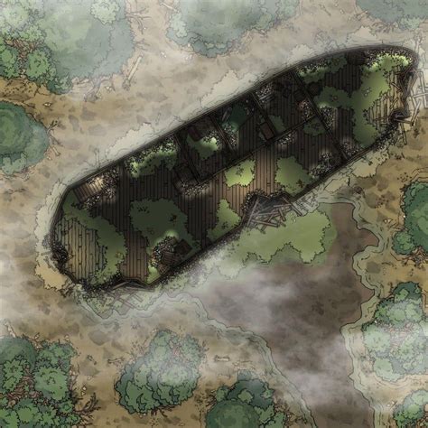 25x25 Swamp Lost Ship Battlemaps Fantasy Map Dungeon Maps