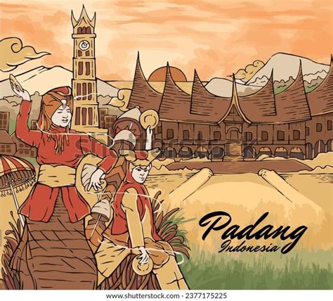 Minangkabau Culture Padang West Sumatra Background Stock Vector