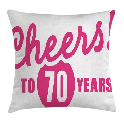 70th Birthday Decorations Throw Pillow Cushion Cover Cheers To 70