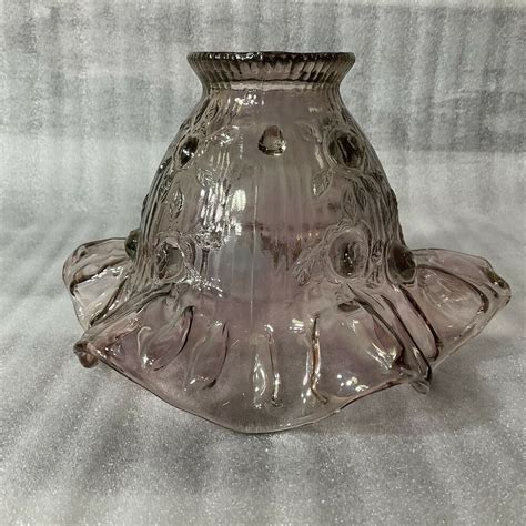 vintage fenton glass elegant rose fairy lamp shade globe pink lavender ruffled ebay in 2022