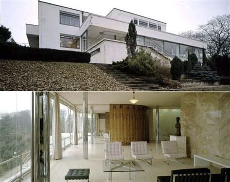 Villa Tugendhat in Tschechien, Außenansicht (oben) und ...