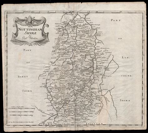 Nottinghamshire By Robert Morden From Camdens Britannia 1695 Old