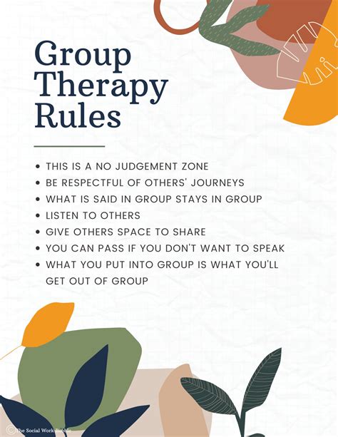 Group Therapy Rules Sign For Social Workers Therapists Etsy