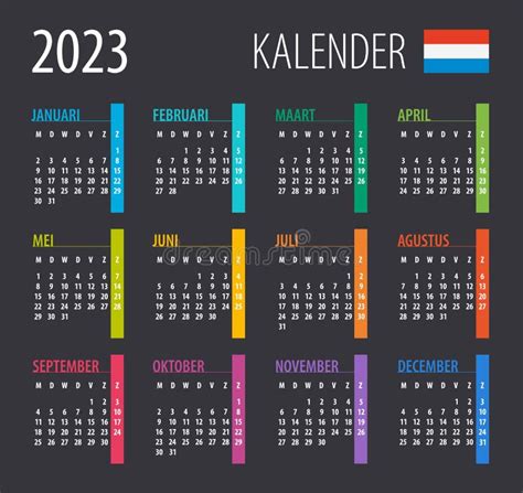 2023 Calendar Vector Illustration Template Mock Up Dutch Version