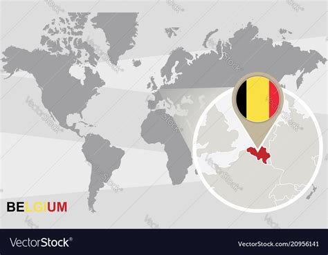 World Map With Magnified Belgium Royalty Free Vector Image
