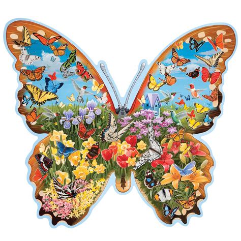 Hidden Butterfly Meadow 750 Piece Shaped Jigsaw Puzzle Bits And Pieces