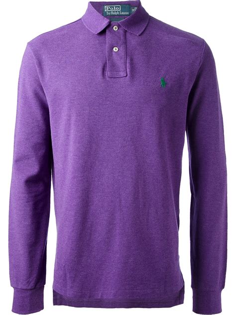 Polo Ralph Lauren Long Sleeve Polo Shirt In Pink And Purple Purple For
