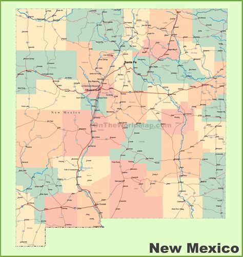 New Mexico Map Roads And Cities Map Ireland Counties And Towns