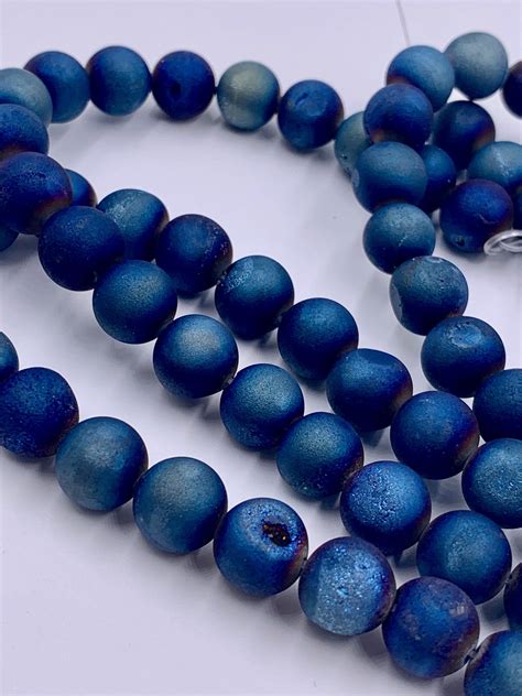 Blue Druzy 10mm Round Blue Druzy Beads Druzy Blue Agate Etsy Druzy