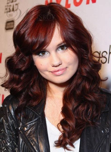 Glamorous Debby Ryans Hairstyle Long Curly Dark Red Lace Wig 100