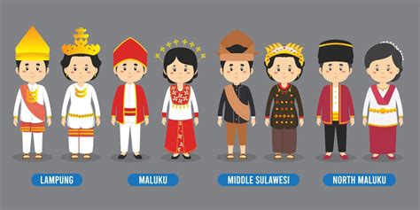Personnage Dans Différents Costumes Traditionnels Indonésiens 5146887