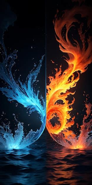 Premium Ai Image Highly Detailed Water Vs Fire Illustration