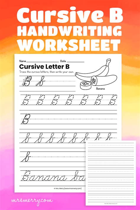 Free Cursive B Worksheet Writing For Kids Mrs Merry