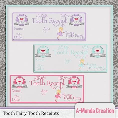 A Manda Creation Tooth Fairy Printables Projects Tooth Receipts