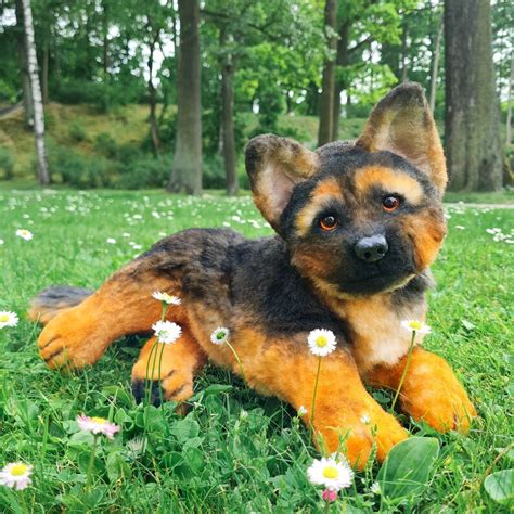 German Shepherd Puppy Realistic Stuffed Animal Toy Etsy