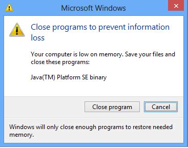 Java installation folder being moved. "insufficient memory for the Java Runtime Environment ...