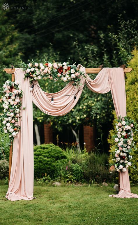 Rustic Country Chic Outdoor Wedding Arch Draping In Dusty Rose And Sage