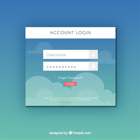 Free Vector Blue Login Form Template With Clouds