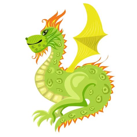 Dibujos Animados Dragón Verde — Vector De Stock © Itmuryn 6511244