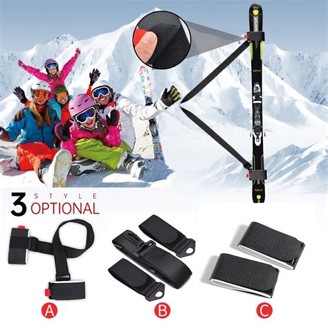 Adjustable Skiing Pole Shoulder Hand Carrier Lash Handle Straps Porter