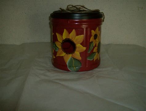 Check spelling or type a new query. Coffee Can Birdhouse painted with sunflowers!!! | Bird houses, Bird houses painted, Bird houses diy