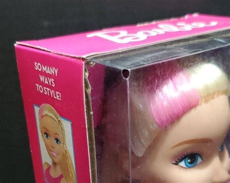 Barbie Faschionista Styling Mini Head Nib Blonde Pink Streak Ebay