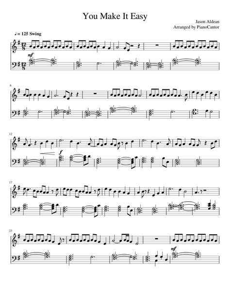 You Make It Easy Sheet Music For Piano Solo