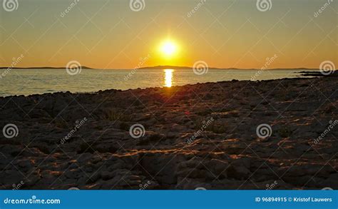 Sunset On The Beach Of Mali Losinj Island Croatia Stock Image Image