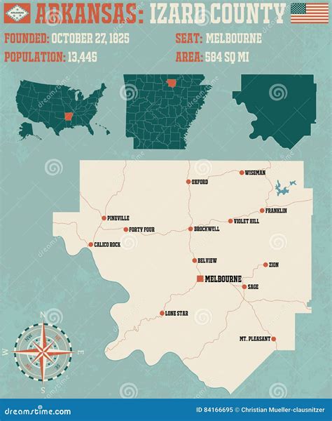 Arkansas: Izard county stock vector. Illustration of university - 84166695