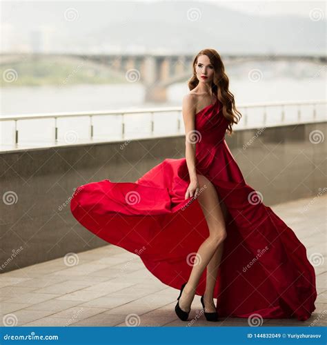 gorgeous elegant woman in red evening dress stock image image of person famous 144832049