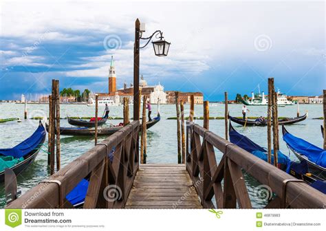 Berth Of Gondolas On San Marco Square In Venice Stock Image Image Of